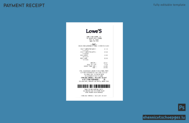 Beispiel einer Zahlungsquittung von Lowe's Home Center